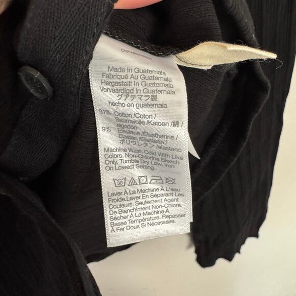 Madewell Flared-Sleeve Cardigan S Jet Black Button Up Crewneck Variegated Cotton - Picture 6 of 7